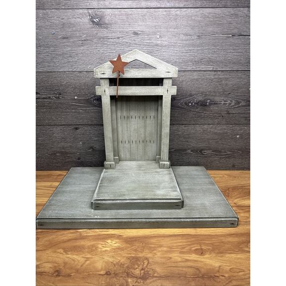 2002 Willow Tree Creche Stable Nativity Wood Backdrop W20xH17xD11.5”